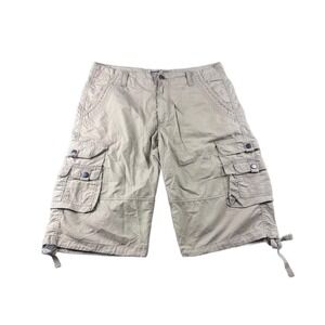 Y2K Royal Blue Shorts Men 34‎ Tan Utility Cargos Relaxed Cotton Grunge Skater